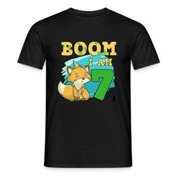 7th birthday fox - Men's T-Shirt - black - Front - AI Model Male 178 light (178cm)