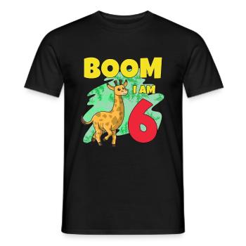 Girafe 6ème anniversaire - T-shirt homme - noir - Devant - AI Model Male 178 light (178cm)