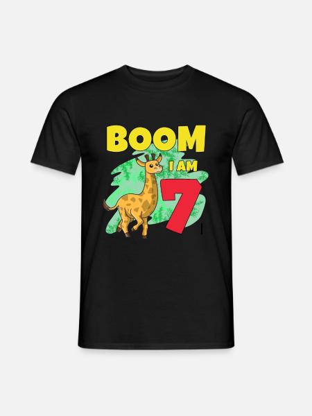 7th birthday giraffe - Men's T-Shirt - black