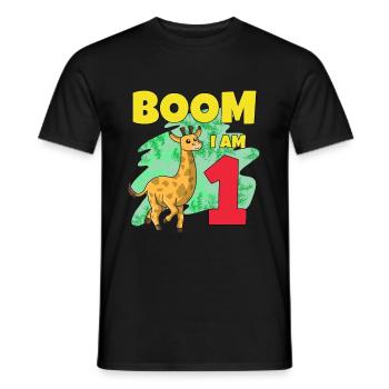 1er anniversaire girafe - T-shirt homme - noir - Devant - AI Model Male 178 light (178cm)