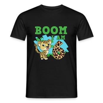 Léopard du 6e anniversaire - T-shirt homme - noir - Devant - AI Model Male 178 light (178cm)