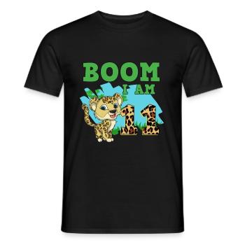 Léopard du 11e anniversaire - T-shirt homme - noir - Devant - AI Model Male 178 light (178cm)