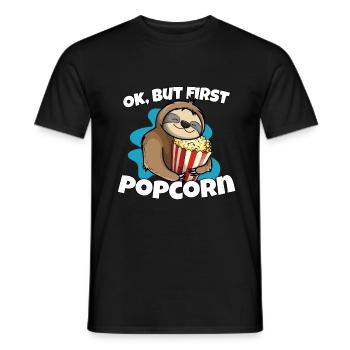 Ok, aber zuerst Popcorn Faultier Popcorn - Männer T-Shirt - Schwarz - Vorne - AI Model Male 178 light (178cm)