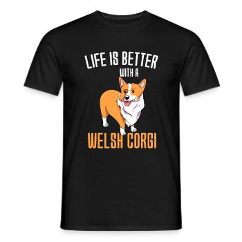 Corgi gallois - T-shirt homme - noir - Devant - AI Model Male 178 light (178cm)