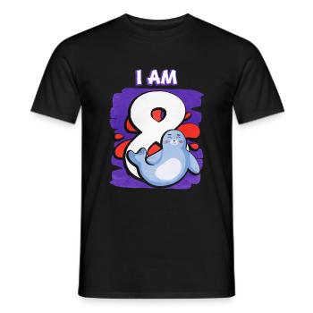 I am 8 seal - Men's T-Shirt - black - Front - AI Model Male 178 light (178cm)