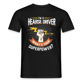 Je suis chauffeur de corbillard, quel est votre Supe - T-shirt homme - noir - Devant - AI Model Male 178 light (178cm)