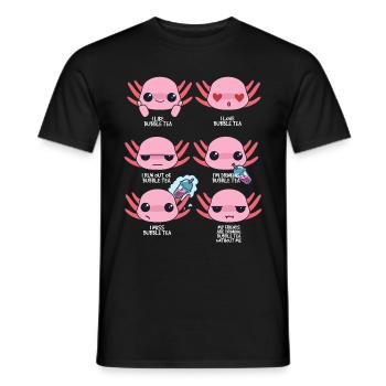 Axolotl et thé à bulles - T-shirt homme - noir - Devant - AI Model Male 178 light (178cm)