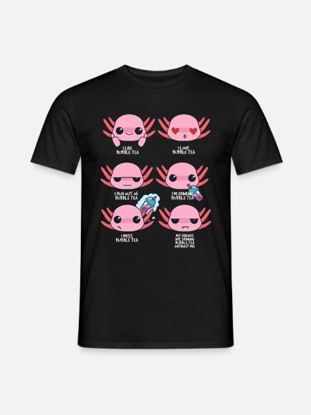 Axolotl and Bubble Tea - Men's T-Shirt - black