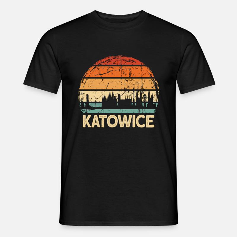 Polen Katowice Skyline - Männer T-Shirt - Schwarz