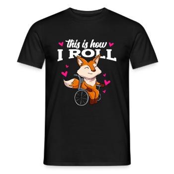 Fauteuil roulant - T-shirt homme - noir - Devant - AI Model Male 178 light (178cm)