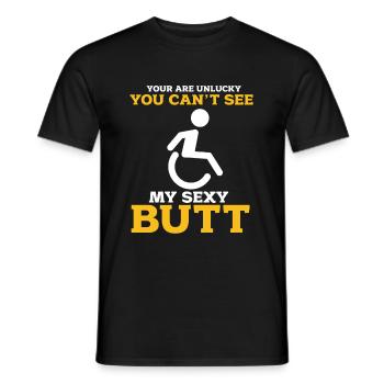 Fauteuil roulant - T-shirt homme - noir - Devant - AI Model Male 178 light (178cm)