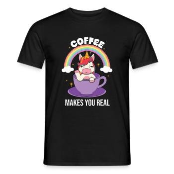 Coffee makes you real - Men's T-Shirt - black - Front - AI Model Male 178 light (178cm)