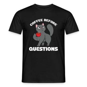 Le café avant les questions - T-shirt homme - noir - Devant - AI Model Male 178 light (178cm)