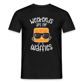 Les week-ends sont pour les gaufres - T-shirt homme - noir - Devant - AI Model Male 178 light (178cm)