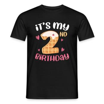 C’est ma gaufre de 2e anniversaire - T-shirt homme - noir - Devant - AI Model Male 178 light (178cm)