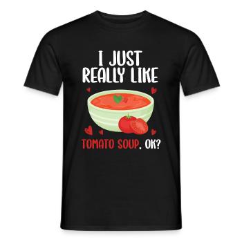 I just like tomato soup very much, ok - Men's T-Shirt - black - Front - AI Model Male 178 light (178cm)