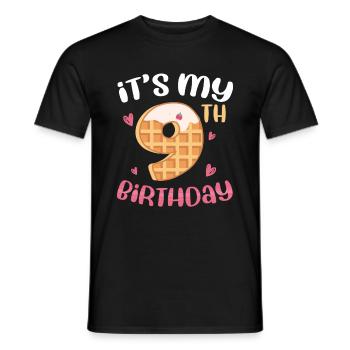 Gaufre du 9e anniversaire - T-shirt homme - noir - Devant - AI Model Male 178 light (178cm)