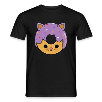 Katze Donut - Männer T-Shirt - Schwarz - Vorne - AI Model Male 178 light (178cm)