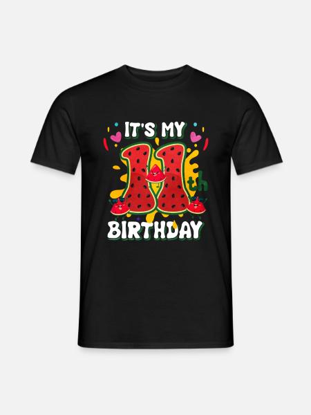 11th Birthday Watermelon Summer Gift - Men's T-Shirt - black