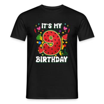 9 Anniversaire Pastèque Cadeau d’été - T-shirt homme - noir - Devant - AI Model Male 178 light (178cm)