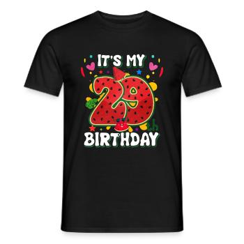 29e anniversaire Cadeau d’été de pastèque - T-shirt homme - noir - Devant - AI Model Male 178 light (178cm)