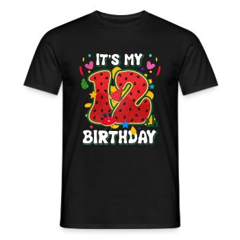12. Geburtstag Wassermelone Sommer Geschenk - Männer T-Shirt - Schwarz - Vorne - AI Model Male 178 light (178cm)