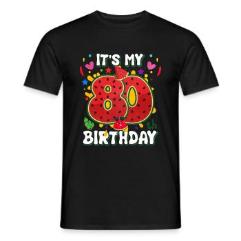 80th Birthday Watermelon - Men's T-Shirt - black - Front - AI Model Male 178 light (178cm)