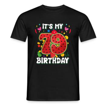 79th birthday watermelon - Men's T-Shirt - black - Front - AI Model Male 178 light (178cm)