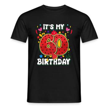 60th Birthday Watermelon - Men's T-Shirt - black - Front - AI Model Male 178 light (178cm)