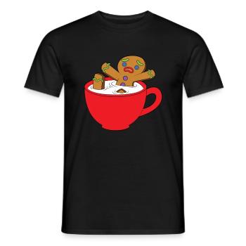 Gingerbread Man Cup - Men's T-Shirt - black - Front - AI Model Male 178 light (178cm)