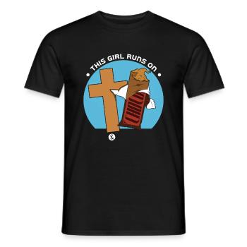 Jesus and Chocolate - Men's T-Shirt - black - Front - AI Model Male 178 light (178cm)