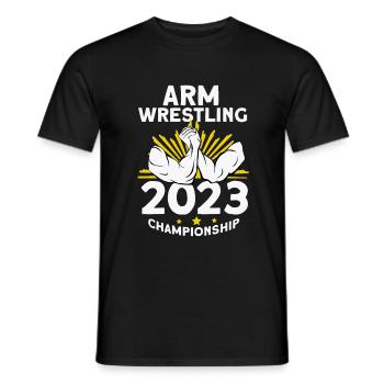Armdrücken - Männer T-Shirt - Schwarz - Vorne - AI Model Male 178 light (178cm)