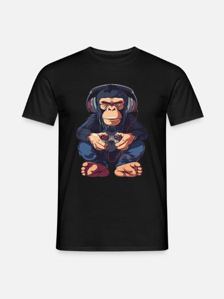 Chimpanzee Video Game - Men's T-Shirt - black
