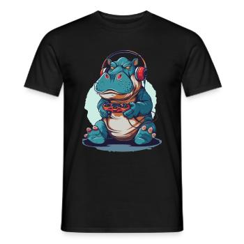 Hippo Videospiel - Männer T-Shirt - Schwarz - Vorne - AI Model Male 178 light (178cm)