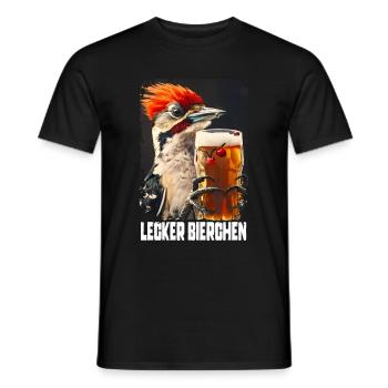 Delicious Beer Woodpecker - Men's T-Shirt - black - Front - AI Model Male 178 light (178cm)