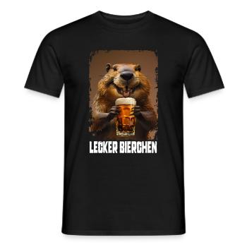 Delicious Beer Beaver - Men's T-Shirt - black - Front - AI Model Male 178 light (178cm)
