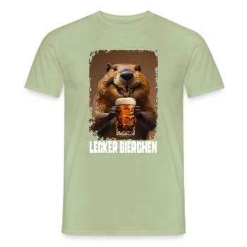Lecker Bierchen Biber - Männer T-Shirt - Sage - Vorne - AI Model Male 178 light (178cm)