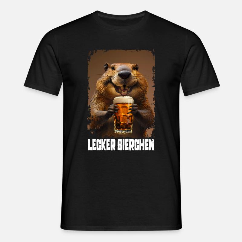 Lecker Bierchen Biber - Männer T-Shirt - Schwarz