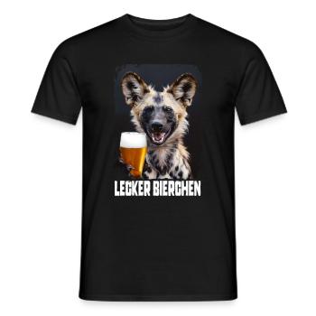 Delicious Beer African Wild Dog - Men's T-Shirt - black - Front - AI Model Male 178 light (178cm)