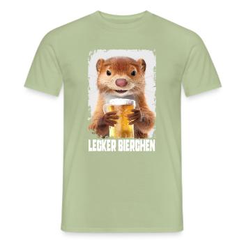 Delicious Beer Weasel - Men's T-Shirt - sage - Front - AI Model Male 178 light (178cm)