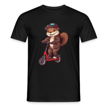 Otter Scooter - Men's T-Shirt - black - Front - AI Model Male 178 light (178cm)