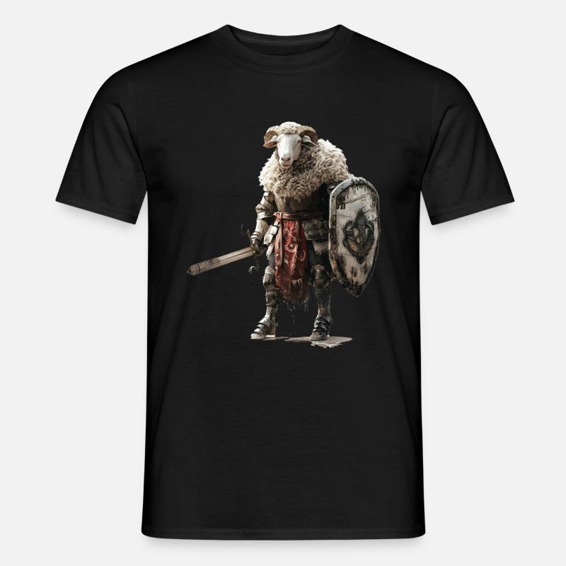 Schaf Ritter Mittelalter - Männer T-Shirt - Schwarz