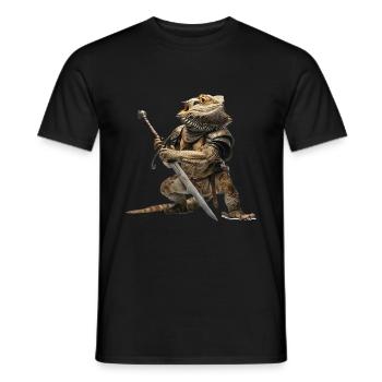 Bearded Dragon Knight Medieval - Men's T-Shirt - black - Front - AI Model Male 178 light (178cm)