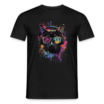 Black cat - Men's T-Shirt - black - Front - AI Model Male 178 light (178cm)