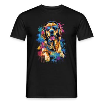Golden Retriever - T-shirt uomo - nero - Fronte - AI Model Male 178 light (178cm)