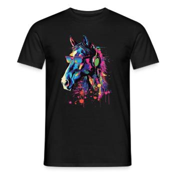 Pferd - Männer T-Shirt - Schwarz - Vorne - AI Model Male 178 light (178cm)
