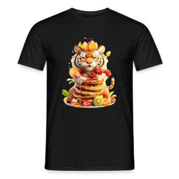 Tiger Pancakes - Men's T-Shirt - black - Front - AI Model Male 178 light (178cm)