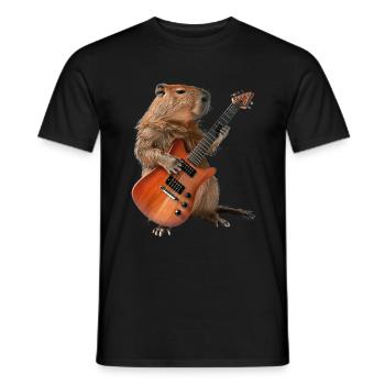 Capybara Gitarre - Männer T-Shirt - Schwarz - Vorne - AI Model Male 178 light (178cm)