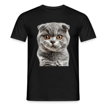 Scottish Fold-eared Cat - Men's T-Shirt - black - Front - AI Model Male 178 light (178cm)