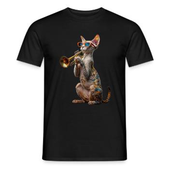Oriental Shorthair Trompete - Männer T-Shirt - Schwarz - Vorne - AI Model Male 178 light (178cm)